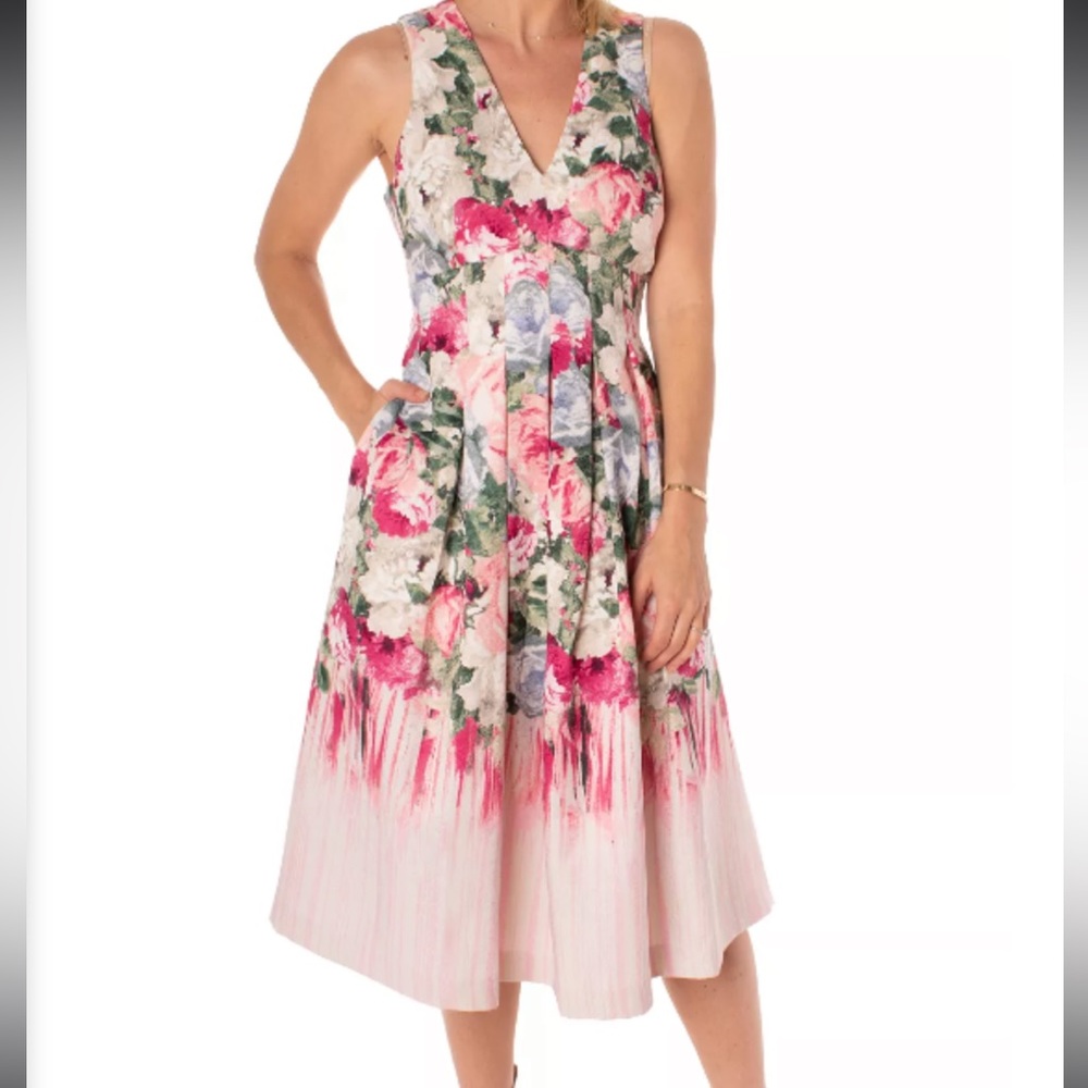 Maison Tara Sleeveless Fit & Flare Floral Dress
